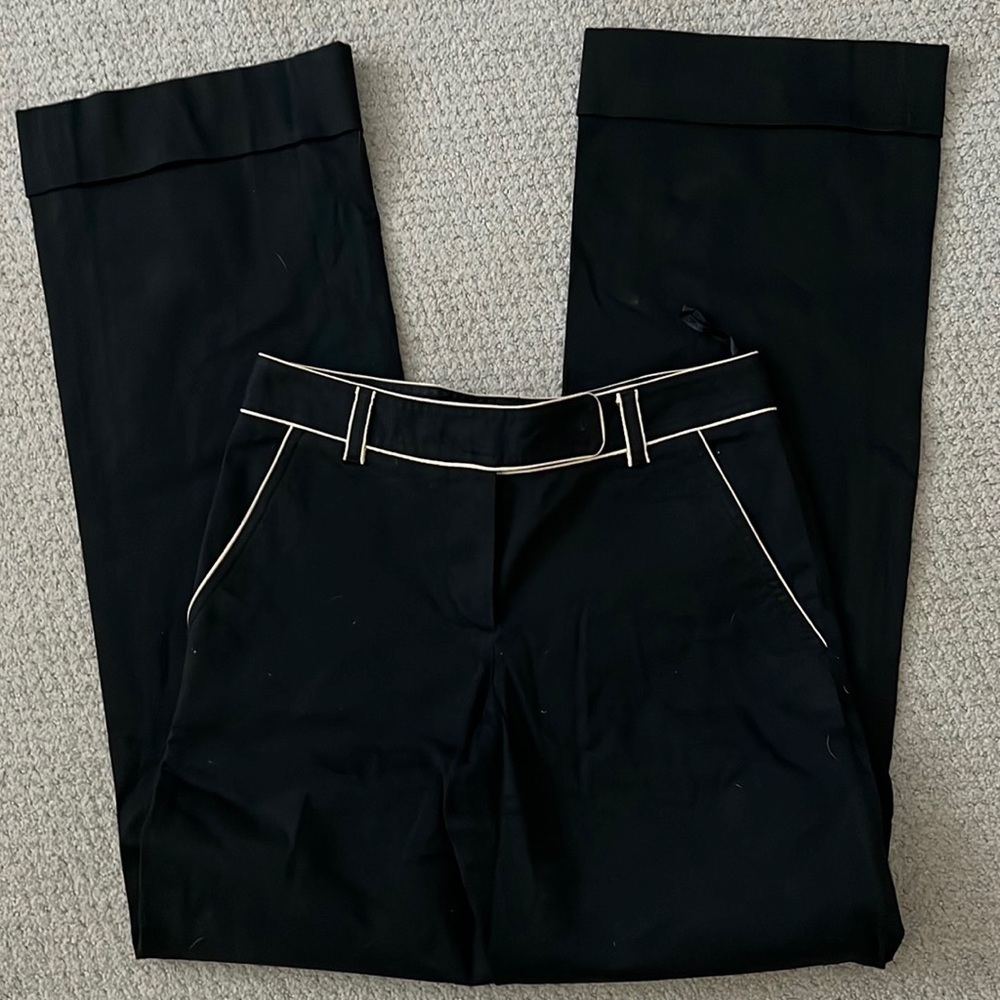 DKNY black pants cream trim straight leg pants Sz‎ 2